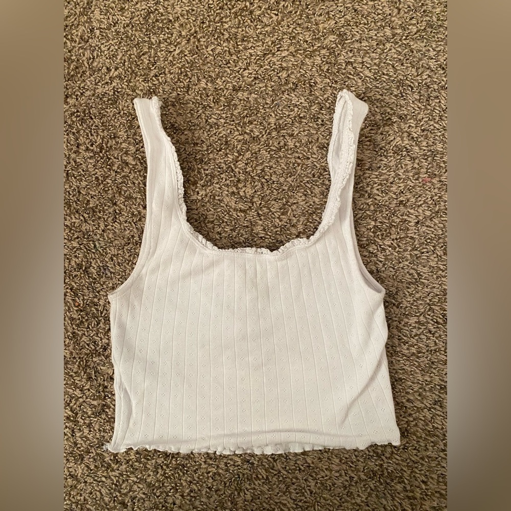 AEO Ribbed Crop Tank Top (White) - XSmall - Picture 3 of 3